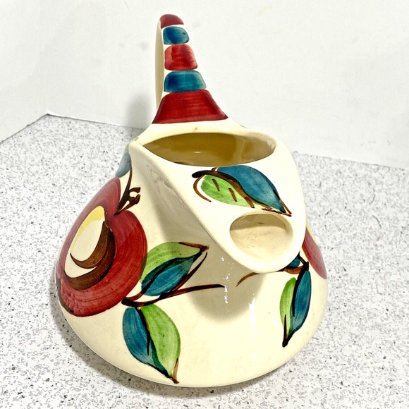 Vintage Purinton Pottery Apple Pattern 28 fl oz pitcher ice lip 1940s kitchen - Picture 3 of 12